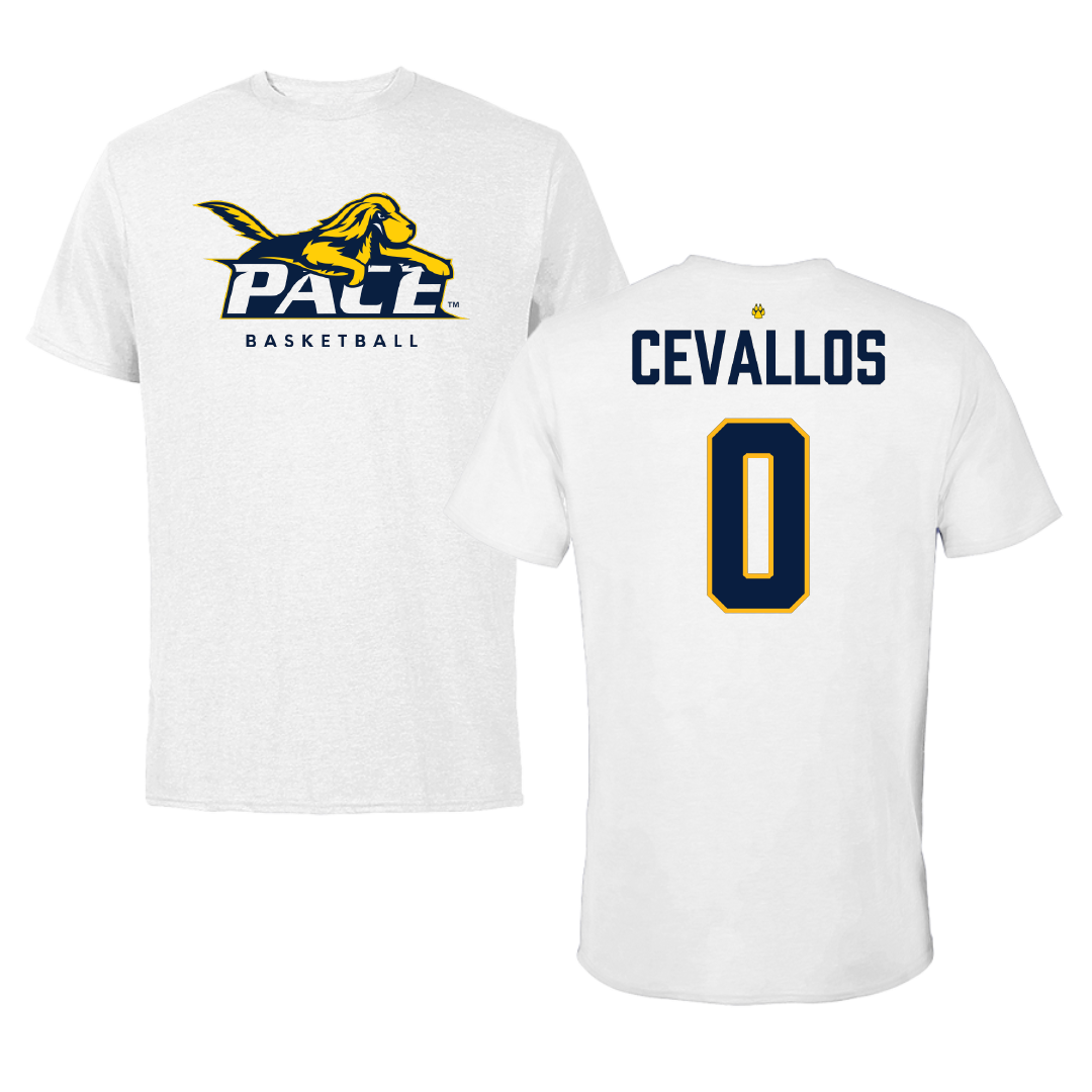 Pace University Basketball White Tee - #0 Ciera Cevallos