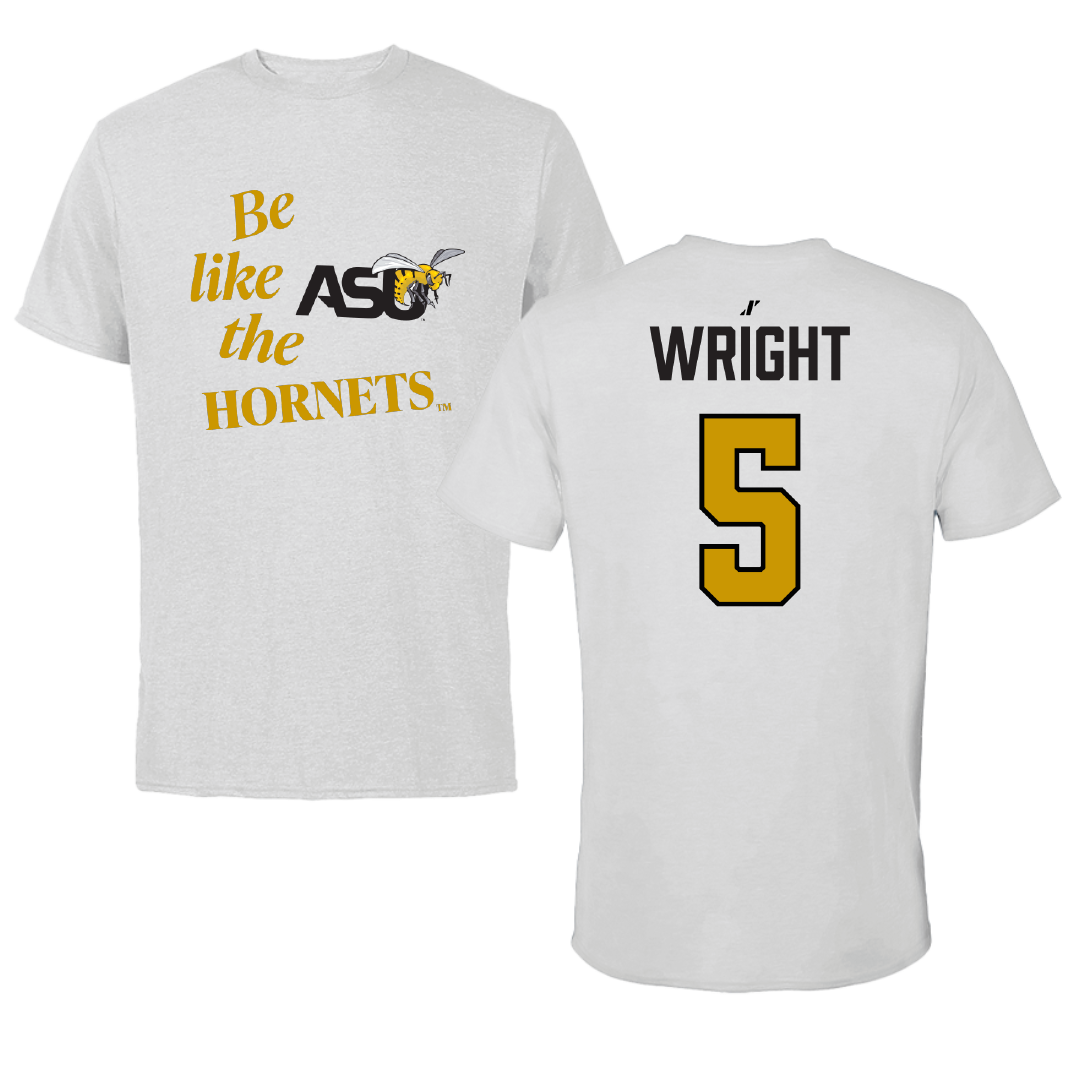 Alabama State University Football Light Gray Be Like Us Performance Tee - #5 Taco Wright