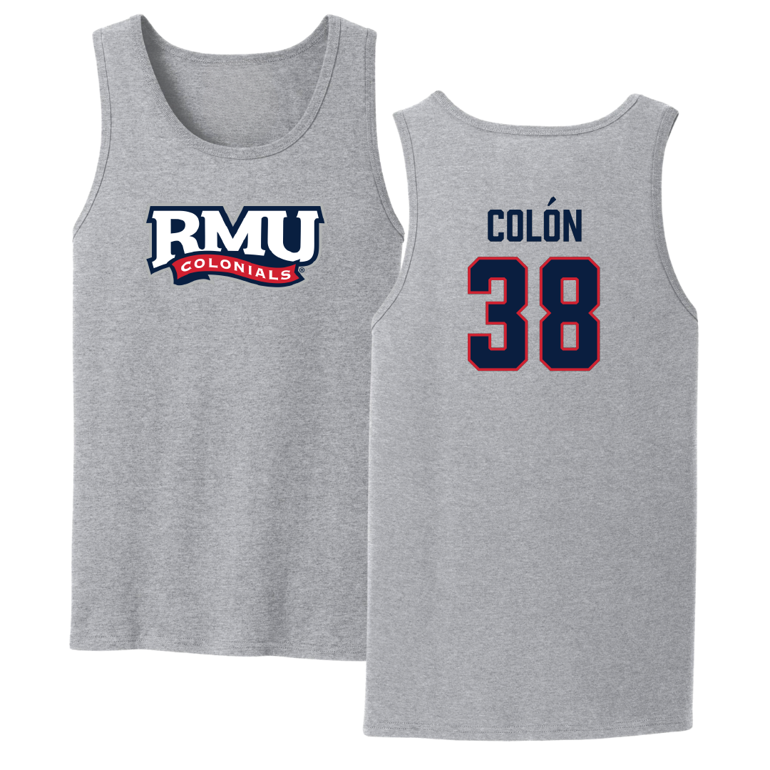 Robert Morris University Lacrosse Sport Gray Tank Top - #38 Sam Colón