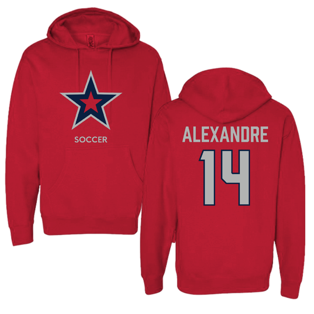 Robert Morris University Soccer (M) Red Mascot Hoodie - #14 Chase Alexandre