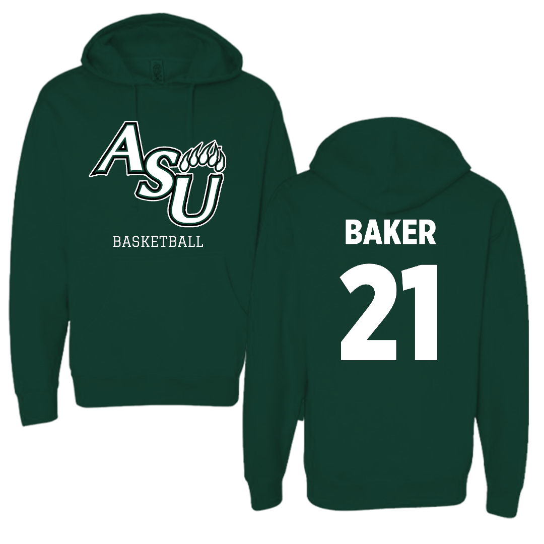 Adams State University Basketball (M) Forest Green Block Hoodie - #21 Dillan Baker