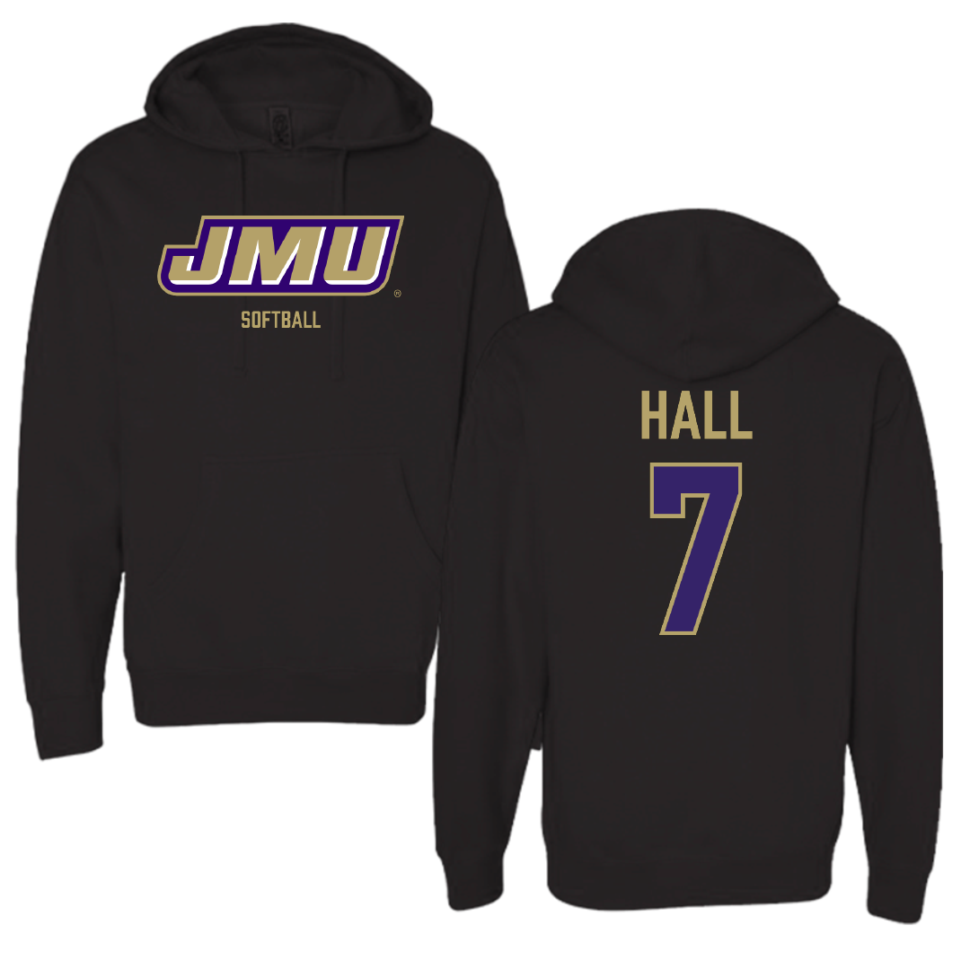 James Madison University Softball Black Hoodie - #7 Jasmine Hall