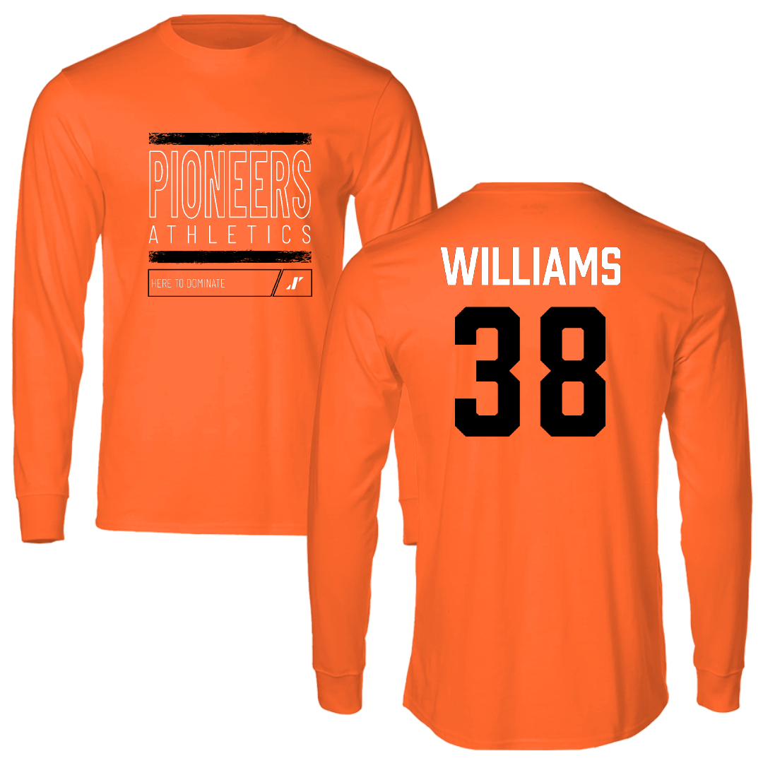 Tusculum University Football Orange Dominate Performance Long Sleeve - #38 Jeremiah Williams