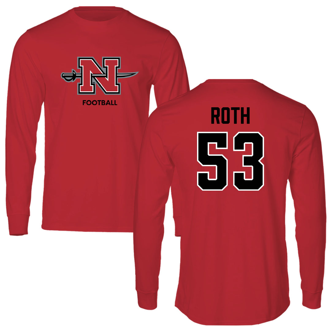 Nicholls State University Football Red Mascot Performance Long Sleeve - #53 Craig Roth