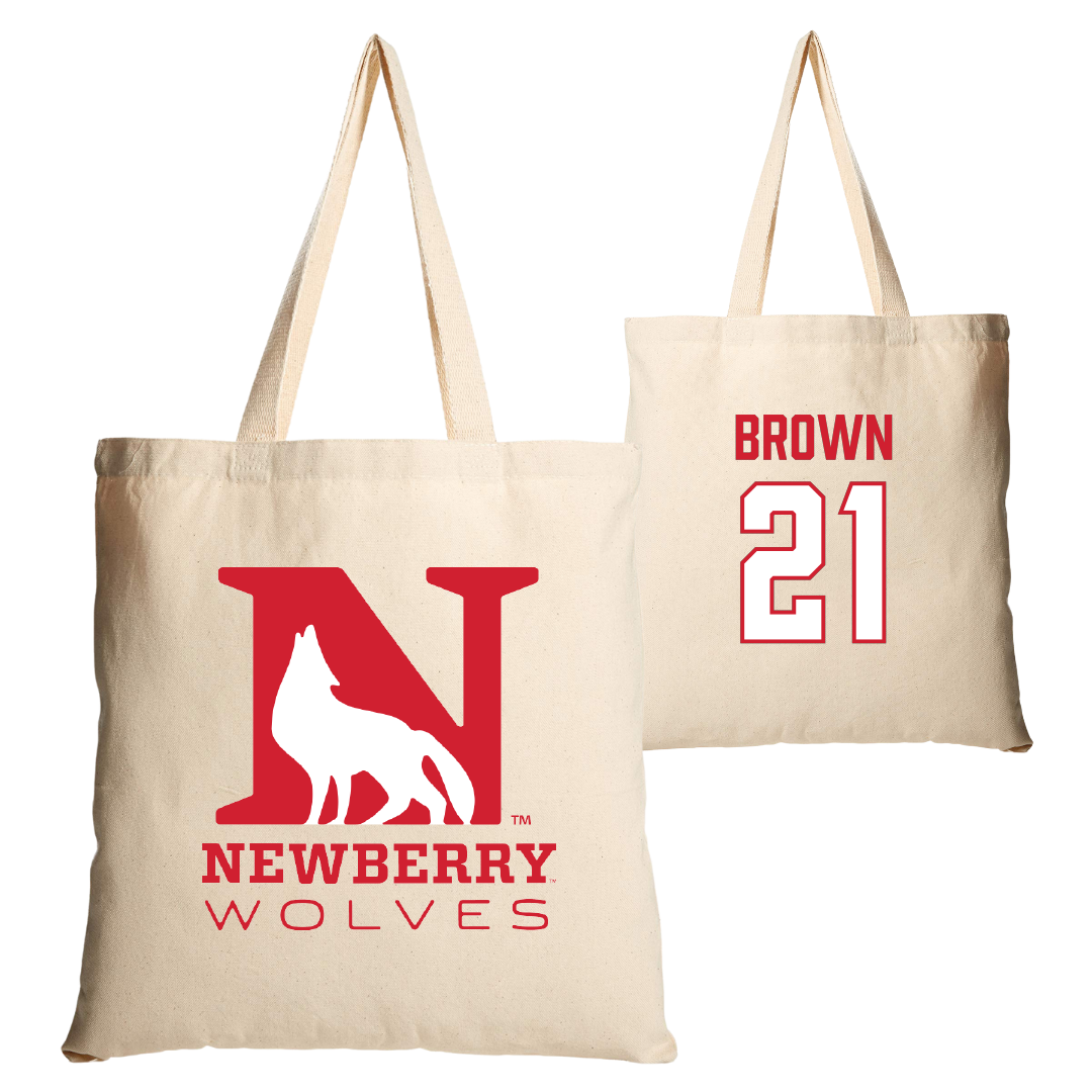 Newberry College Basketball (W) Tan Canvas Tote Bag - #21 Jada Brown