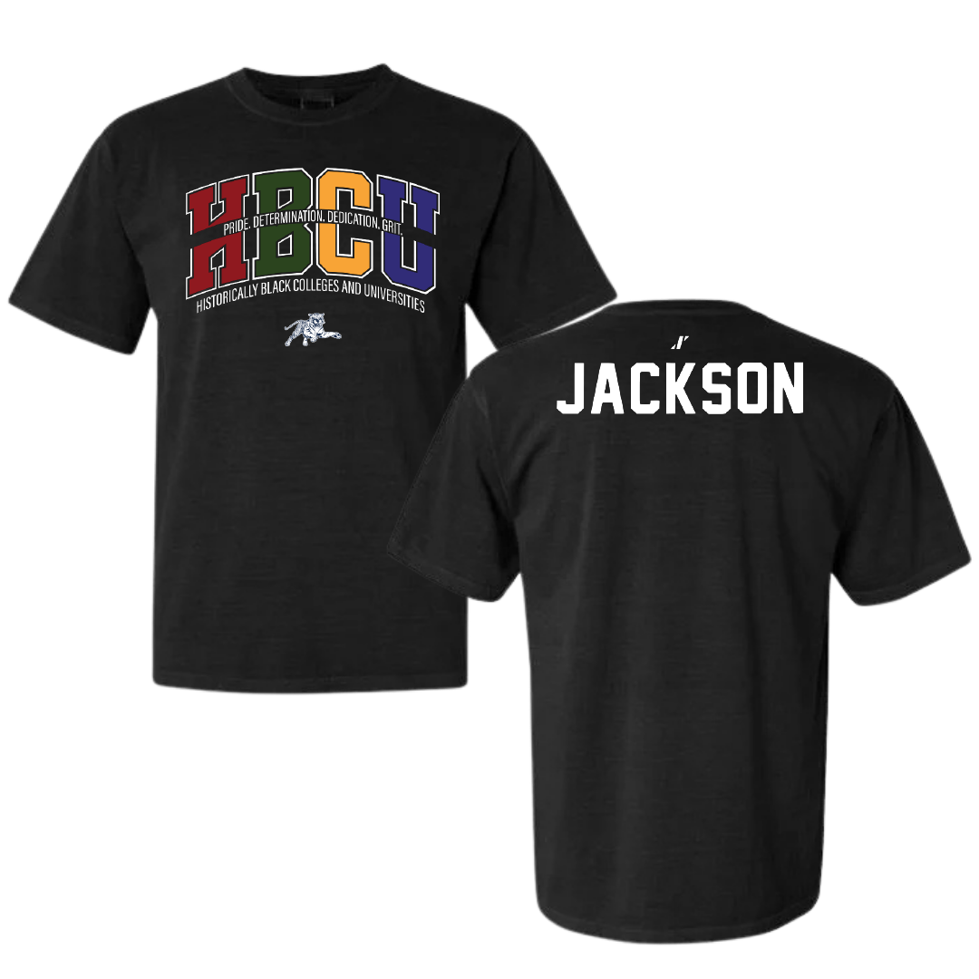 Jackson State University TF and XC Black HBCU Comfort Colors Tee - Jyquan Jackson
