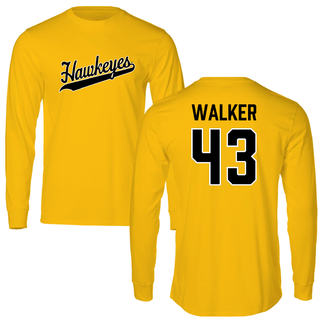 University of Iowa Baseball Gold Long Sleeve - #43 Bryson Walker