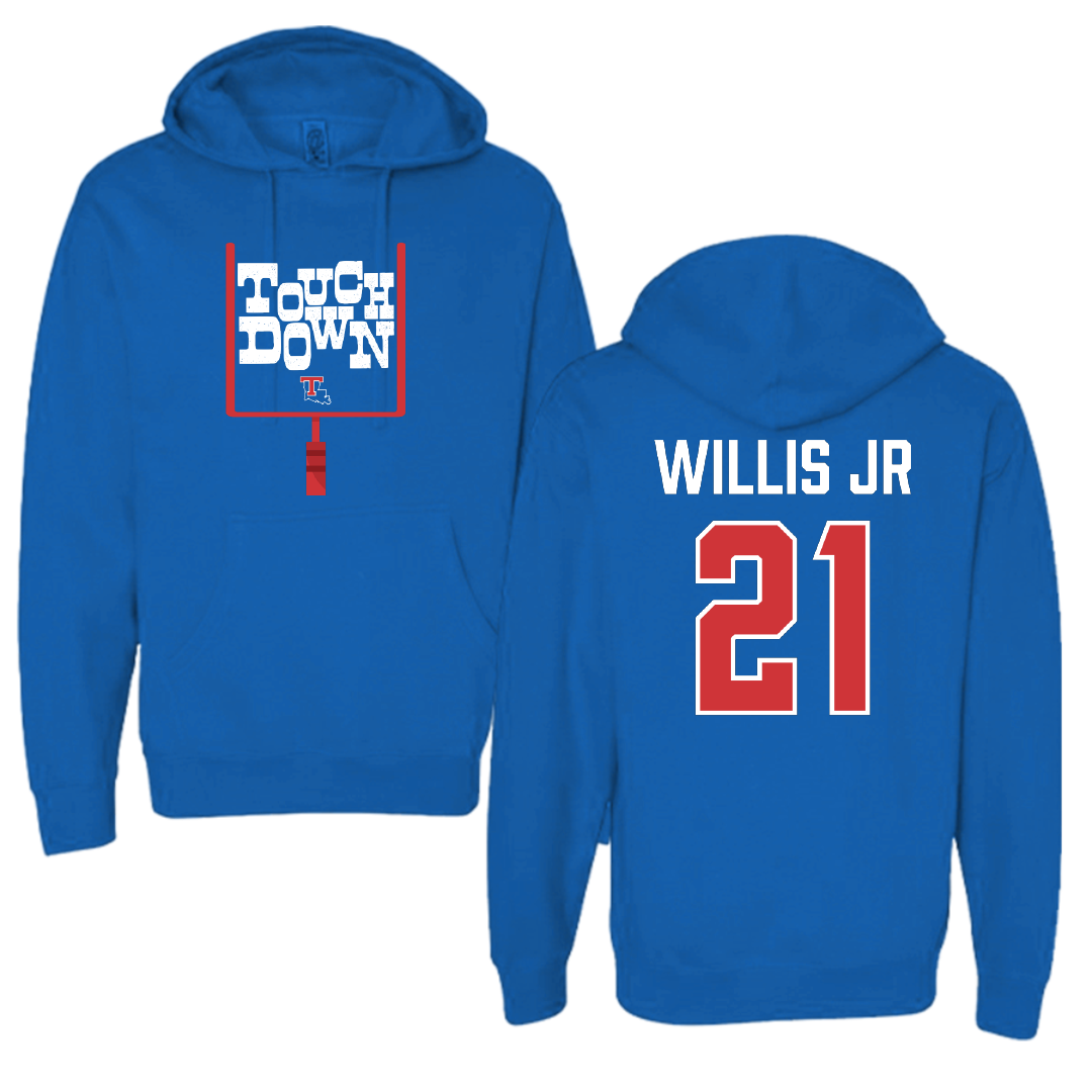 Louisiana Tech University Football Blue Touchdown Hoodie - #21 Keith Willis Jr