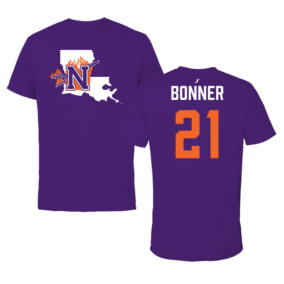 Northwestern State University Football Purple State Performance Tee - #21 Ja’Marion Bonner