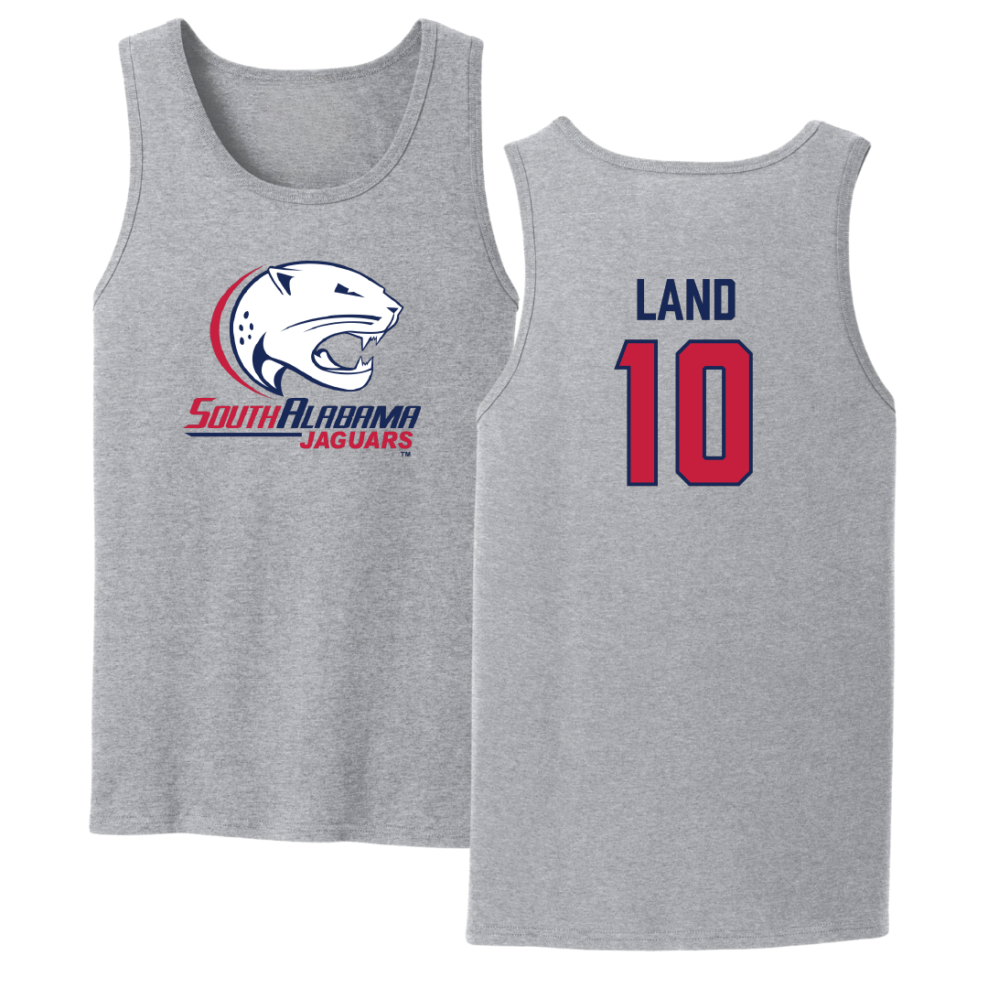 University of South Alabama Basketball Sport Gray Tank Top - #10 Maxwell Land