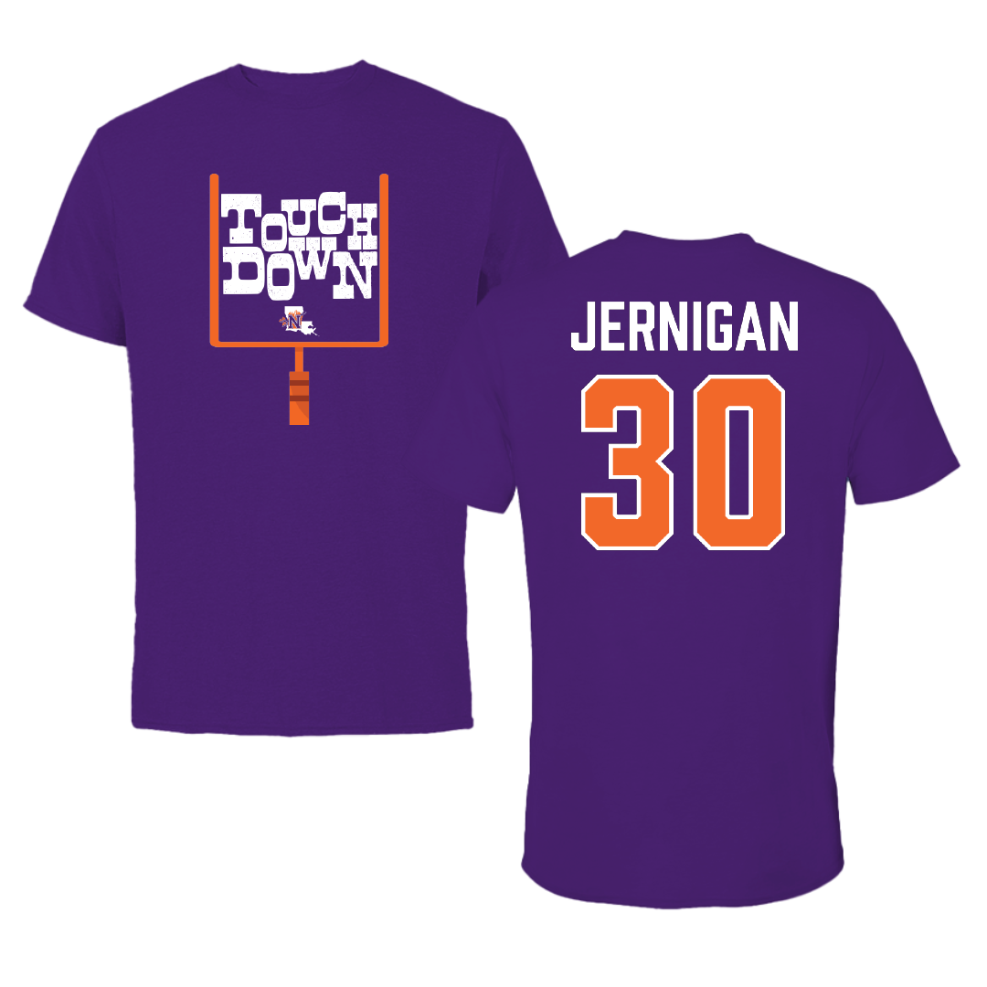 Northwestern State University Football Purple Touchdown Tee - #30 Micah Jernigan