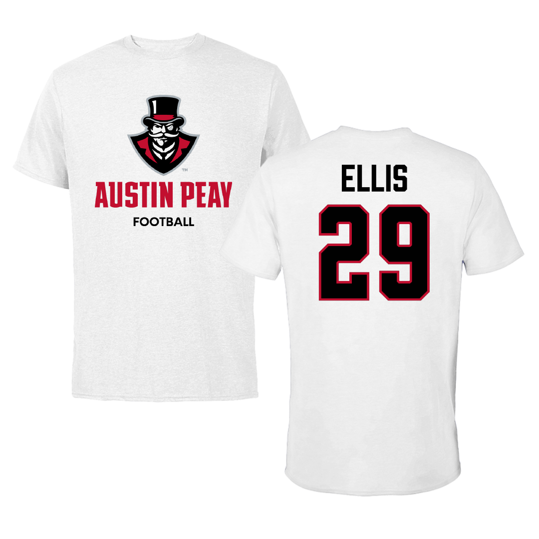 Austin Peay State University Football White Tee - #29 Ellis Ellis