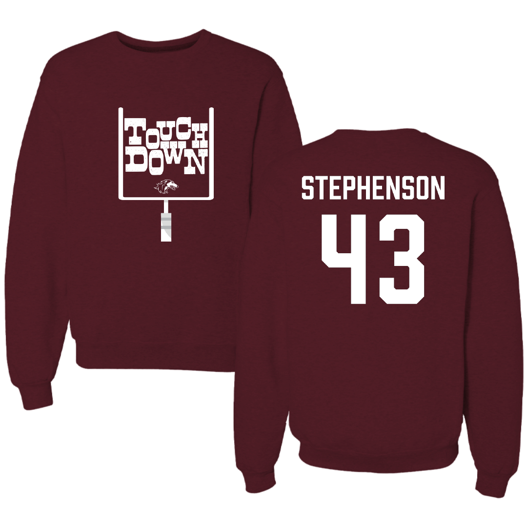 Southern Illinois University at Carbondale Football Maroon Touchdown Crewneck - #43 Cade Stephenson