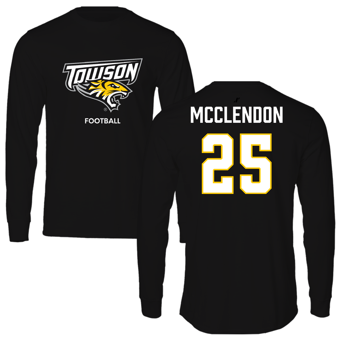 Towson University Football Black Long Sleeve - #25 Cedric McClendon