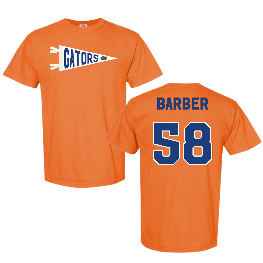 University of Florida Football Orange Pennant Comfort Colors Tee - #58 Austin Barber
