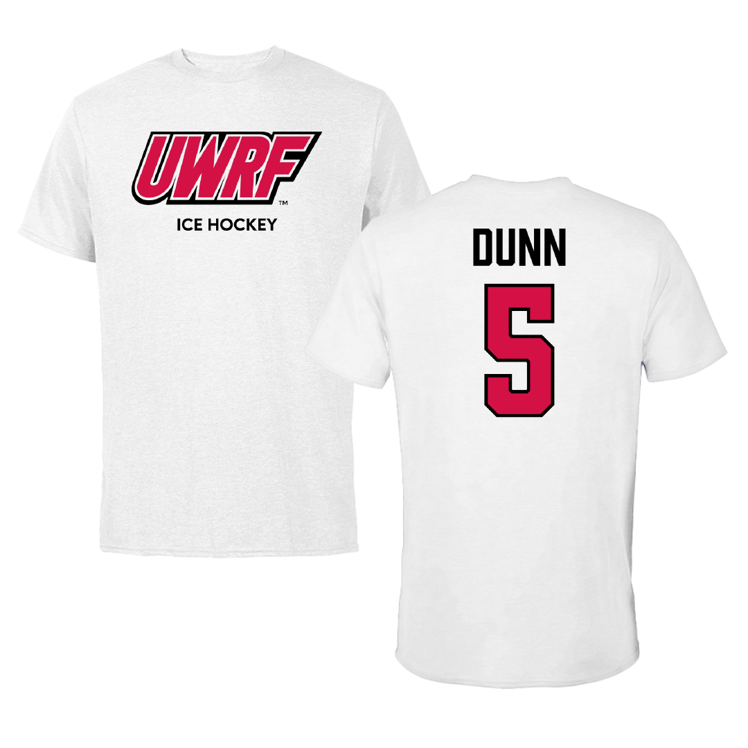University of Wisconsin-River Falls Ice Hockey (W) White Block Performance Tee - #5 Mackenzie Dunn