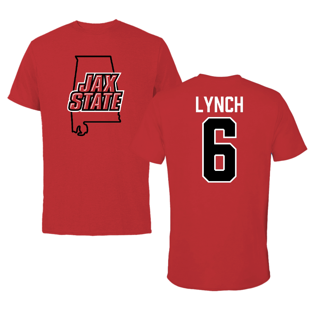 Jacksonville State University Beach Volleyball Red State Tee - #6 Carley Lynch