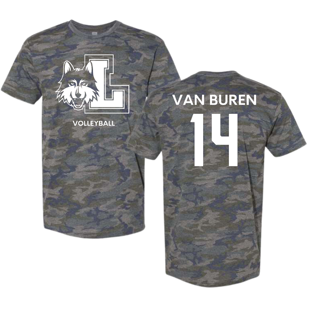 Loyola University-Chicago Volleyball (M) Vintage Camo Tee - #14 Parker Van Buren
