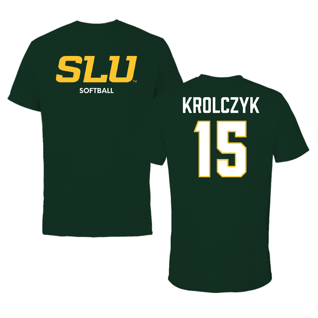 Southeastern Louisiana University Softball Forest Green Performance Tee - #15 Bailey Krolczyk