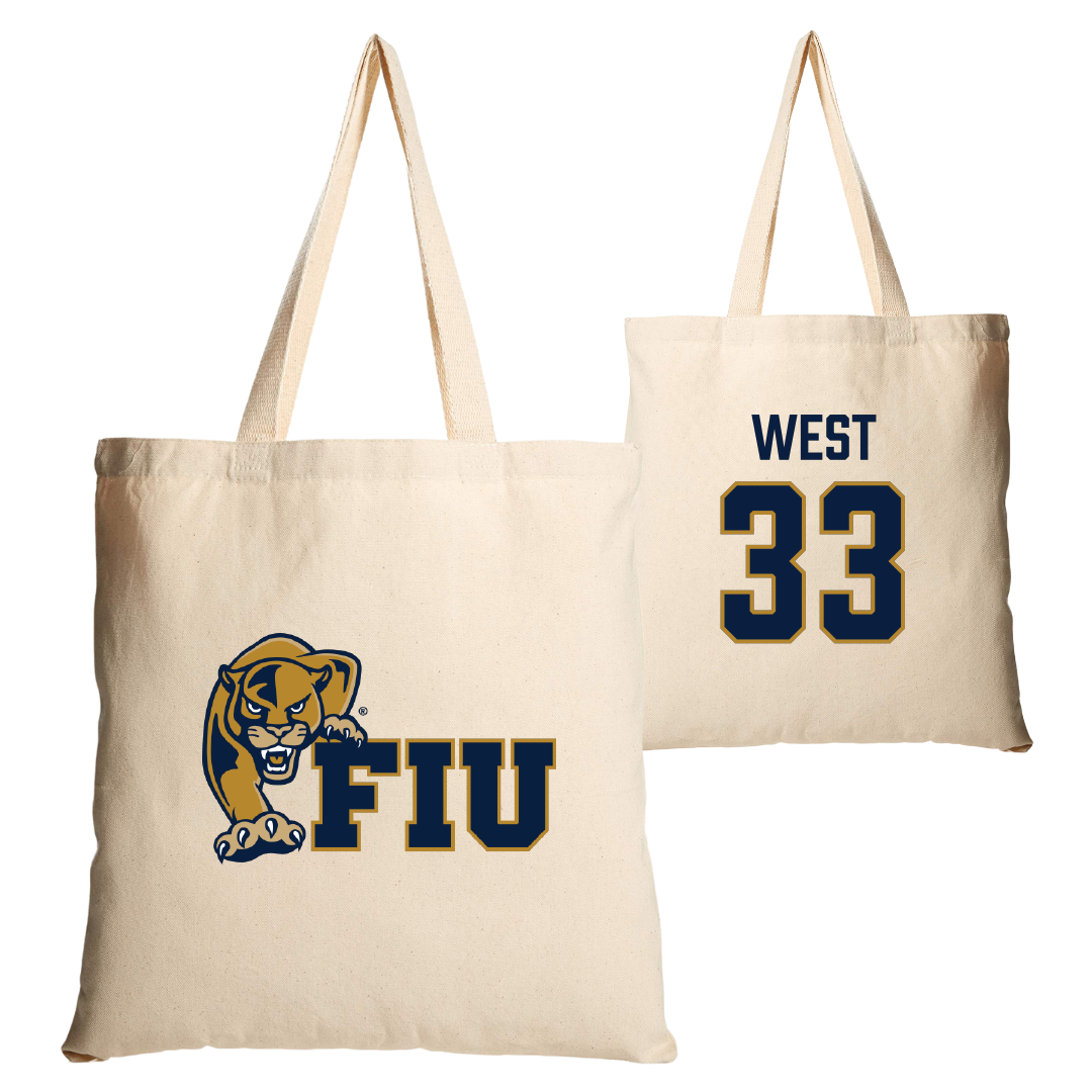 Florida International University Baseball Tan Canvas Tote Bag - #33 Brylan West
