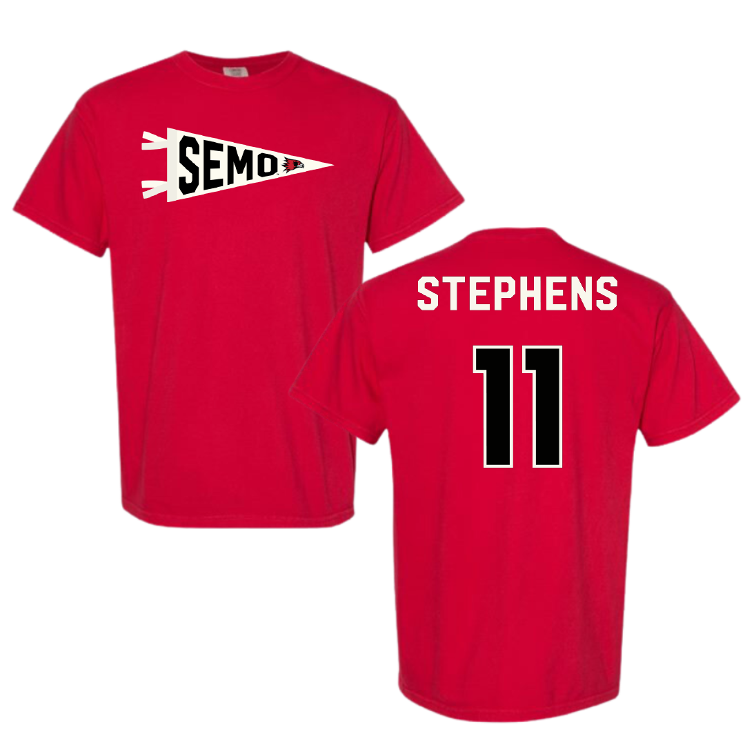 Southeast Missouri State University Basketball Red Pennant Comfort Colors Tee - #11 Abby Stephens