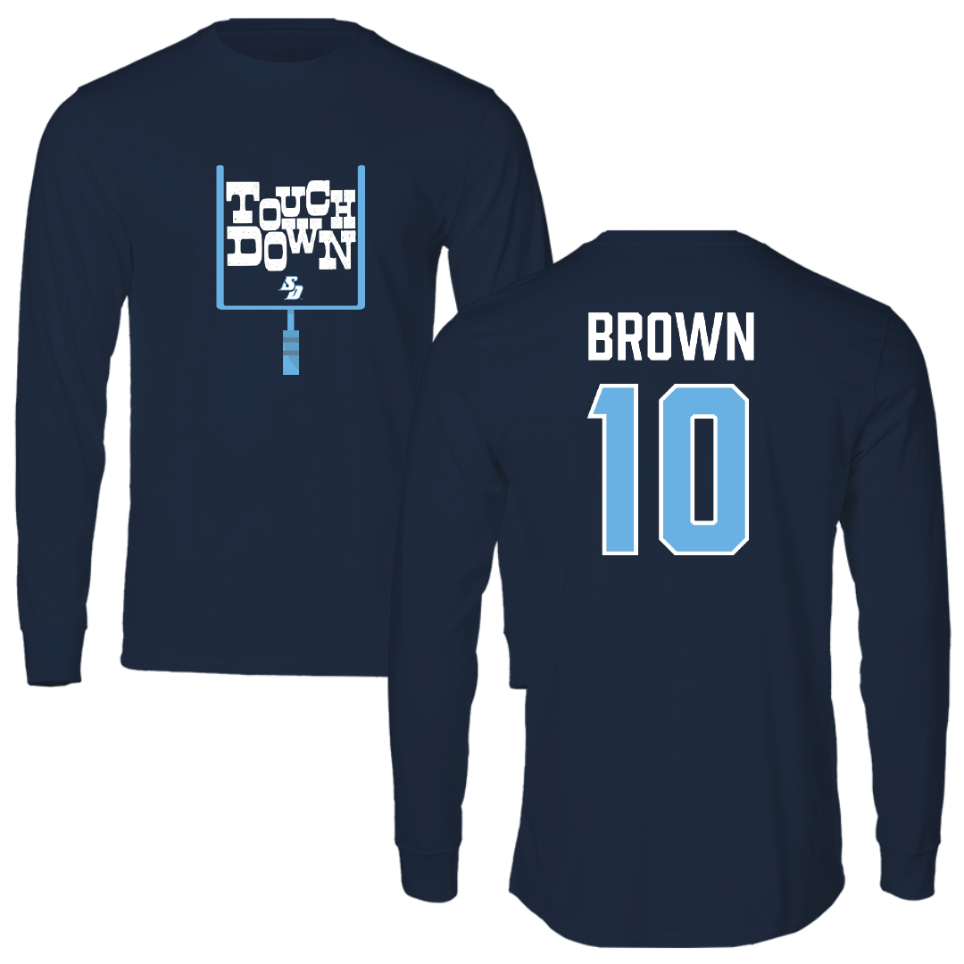 University of San Diego Football Navy Touchdown Long Sleeve - #10 Nathan Brown
