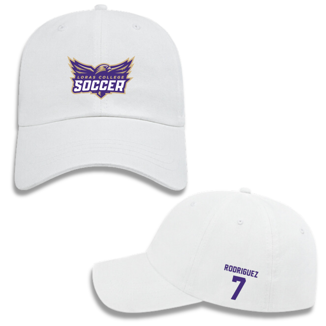 Loras College Soccer (M) White Soccer Hat - #7 Diego Rodriguez