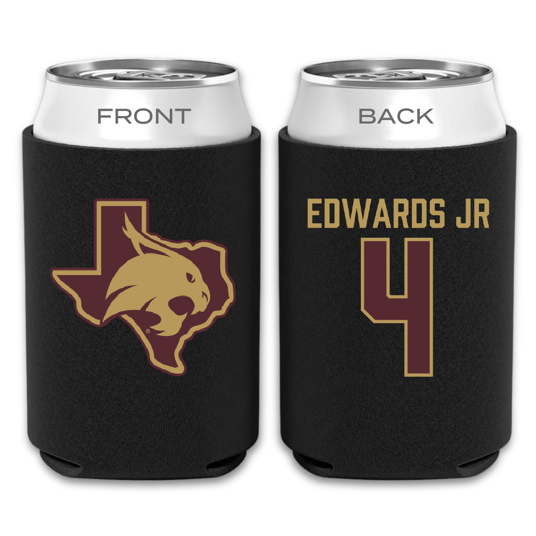 Texas State University Football Black Can Cooler - #4 Alonzo Edwards Jr