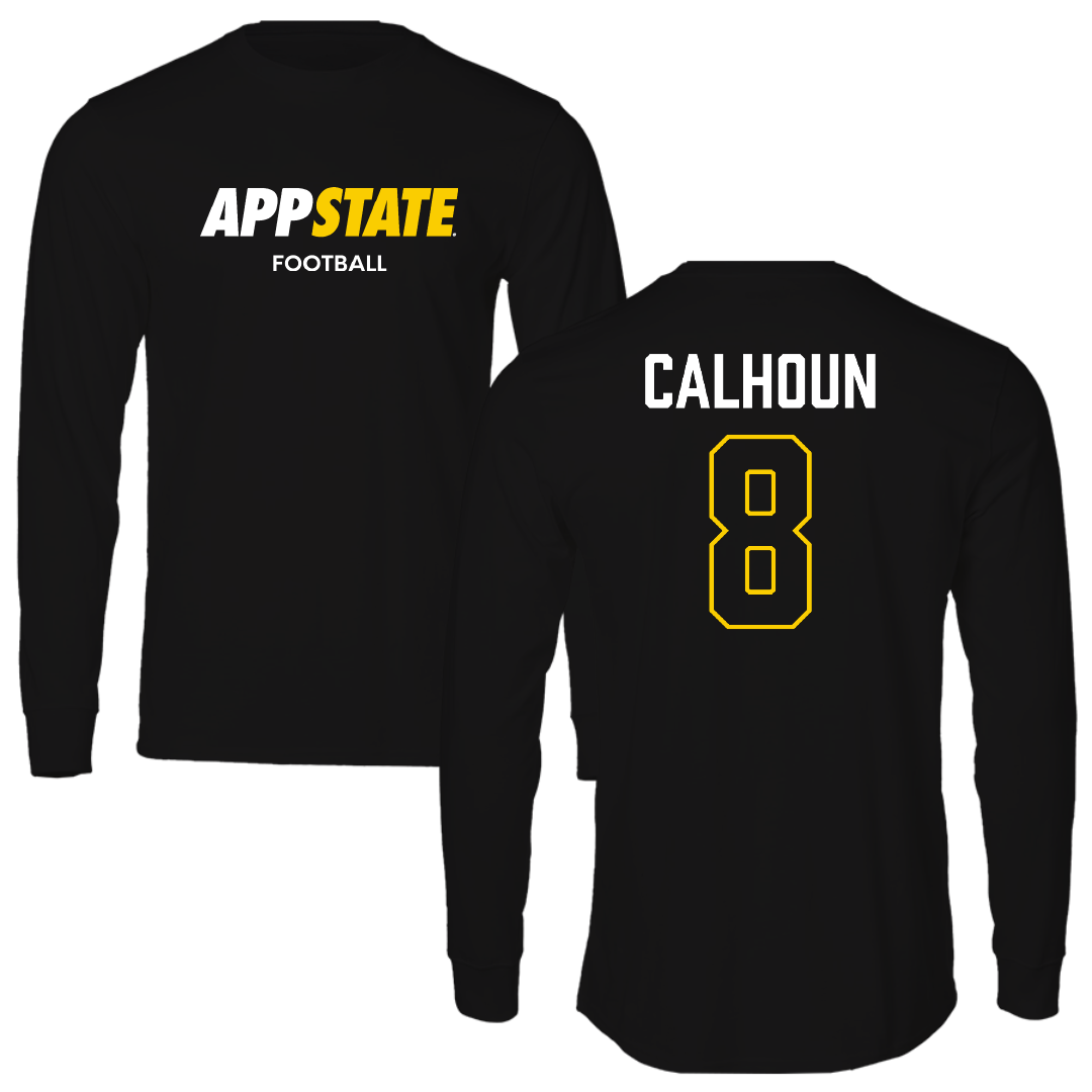 Appalachian State University Football Black Block Performance Long Sleeve - #8 Jaylon Calhoun