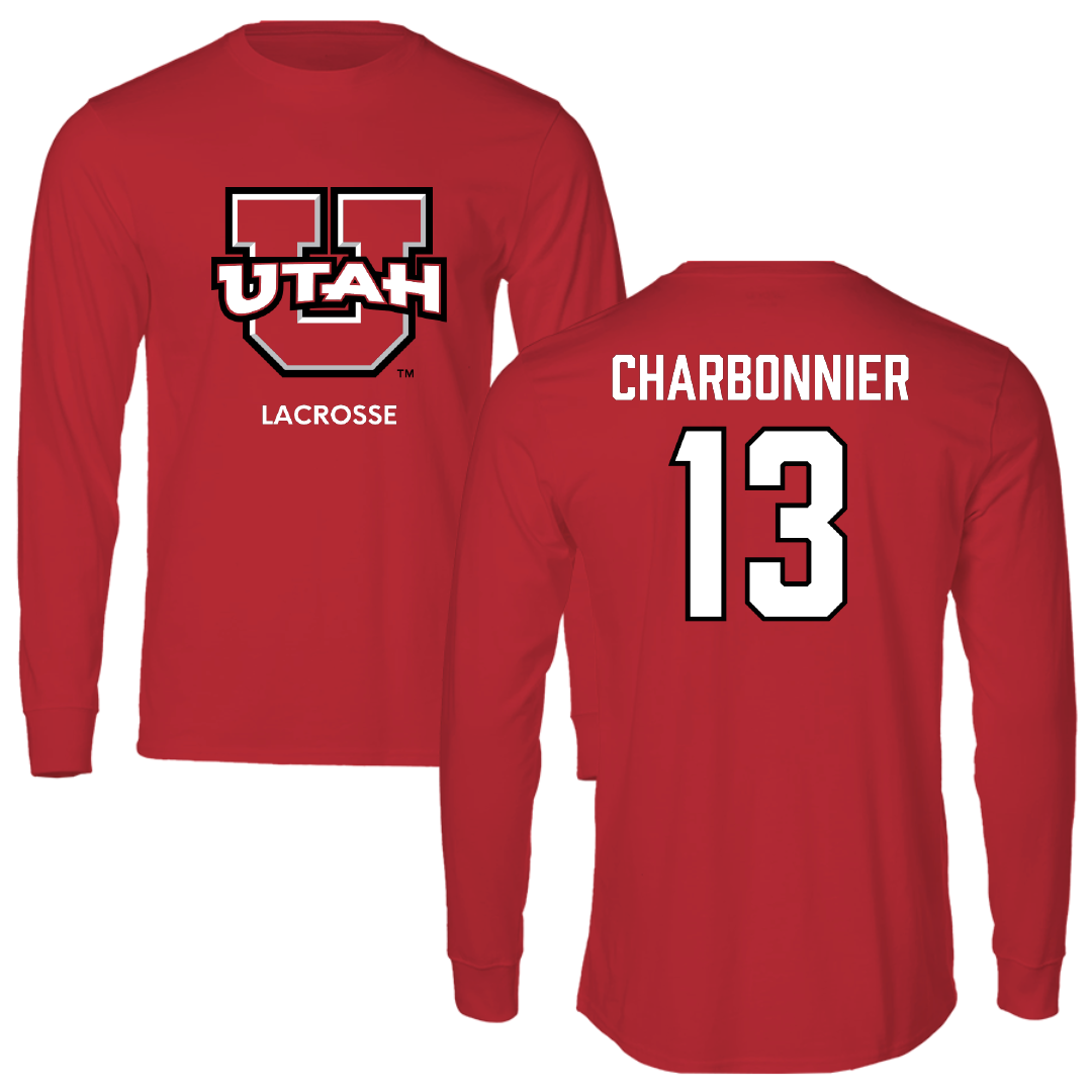 University of Utah Lacrosse (M) Red Utes Performance Long Sleeve - #13 Luc Charbonnier