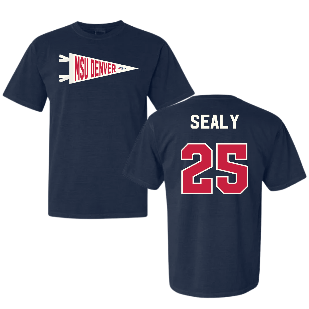 Metropolitan State University of Denver Basketball Navy Pennant Comfort Colors Tee - #25 Brianna Sealy