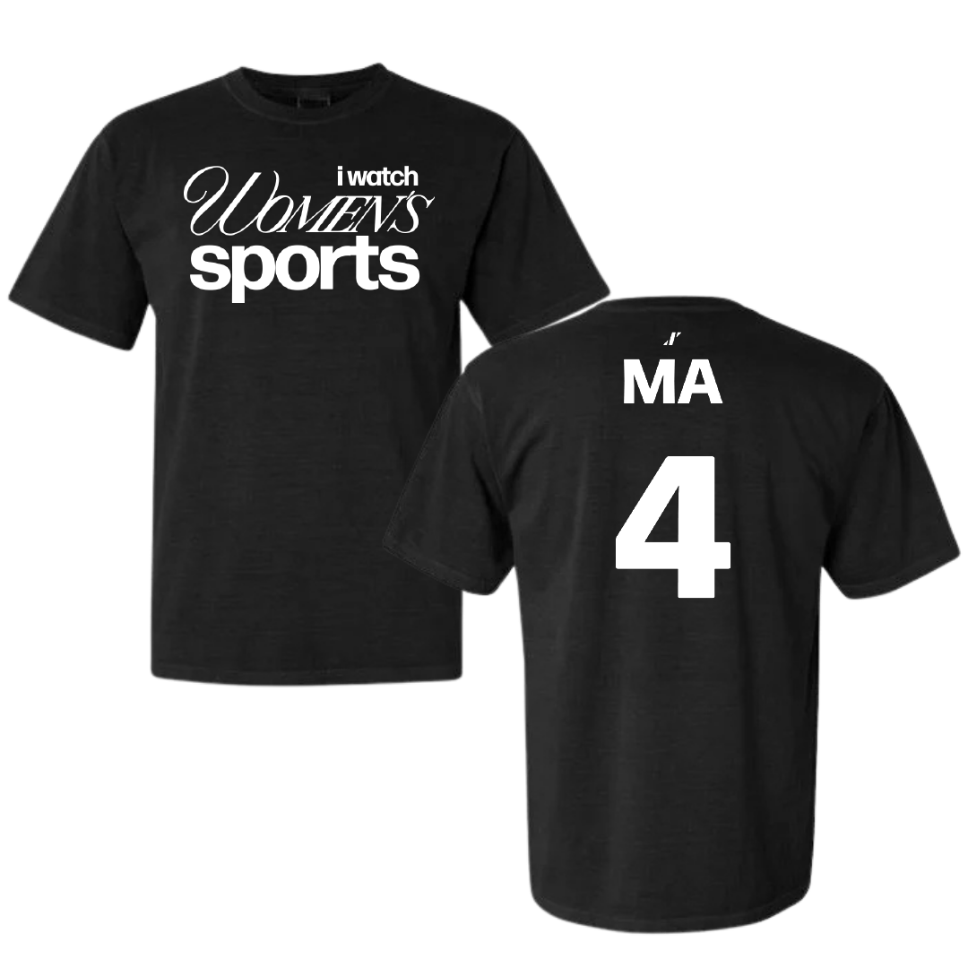 St. Bonaventure University Soccer Black WHM Comfort Colors Tee - #4 Lilly Ma