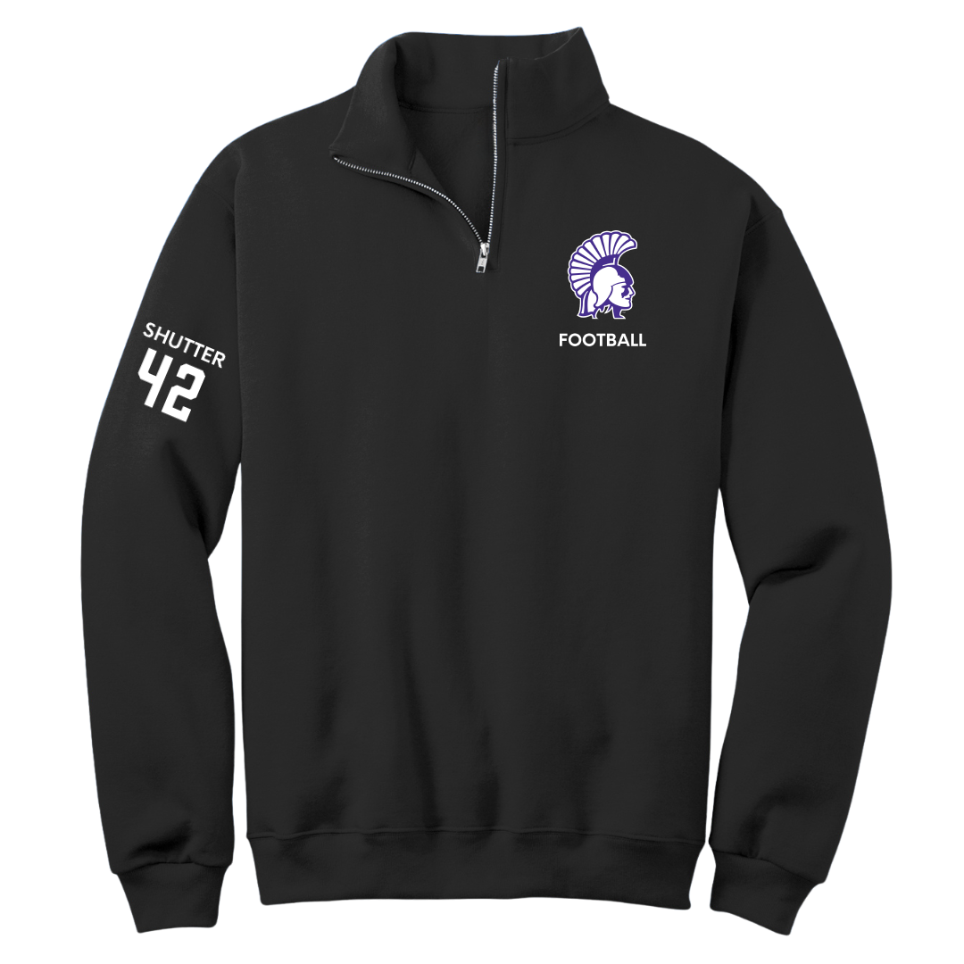 Winona State University Football Black Quarter-Zip - #42 Sam Shutter
