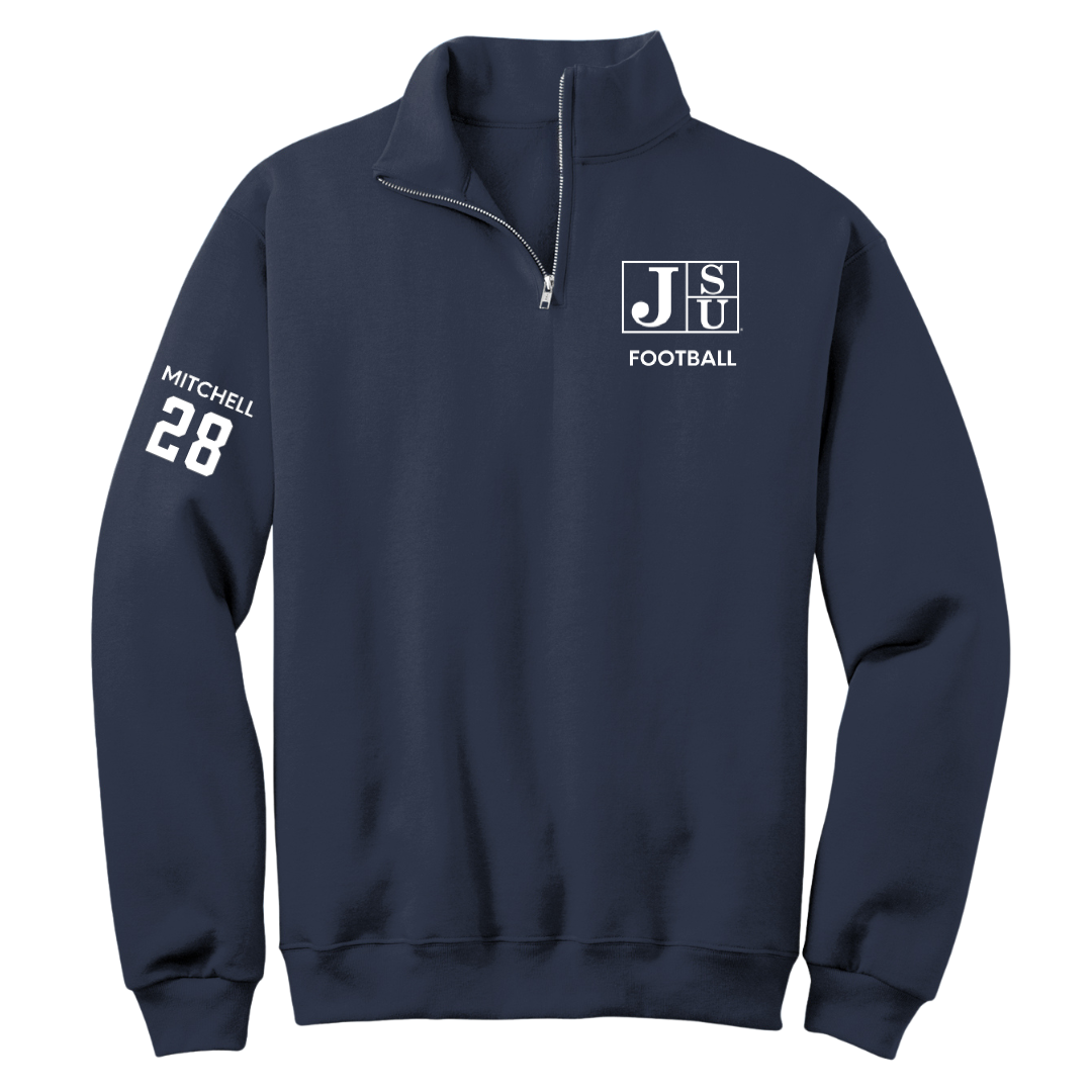 Jackson State University Football Navy Quarter-Zip - #28 Bruce Mitchell