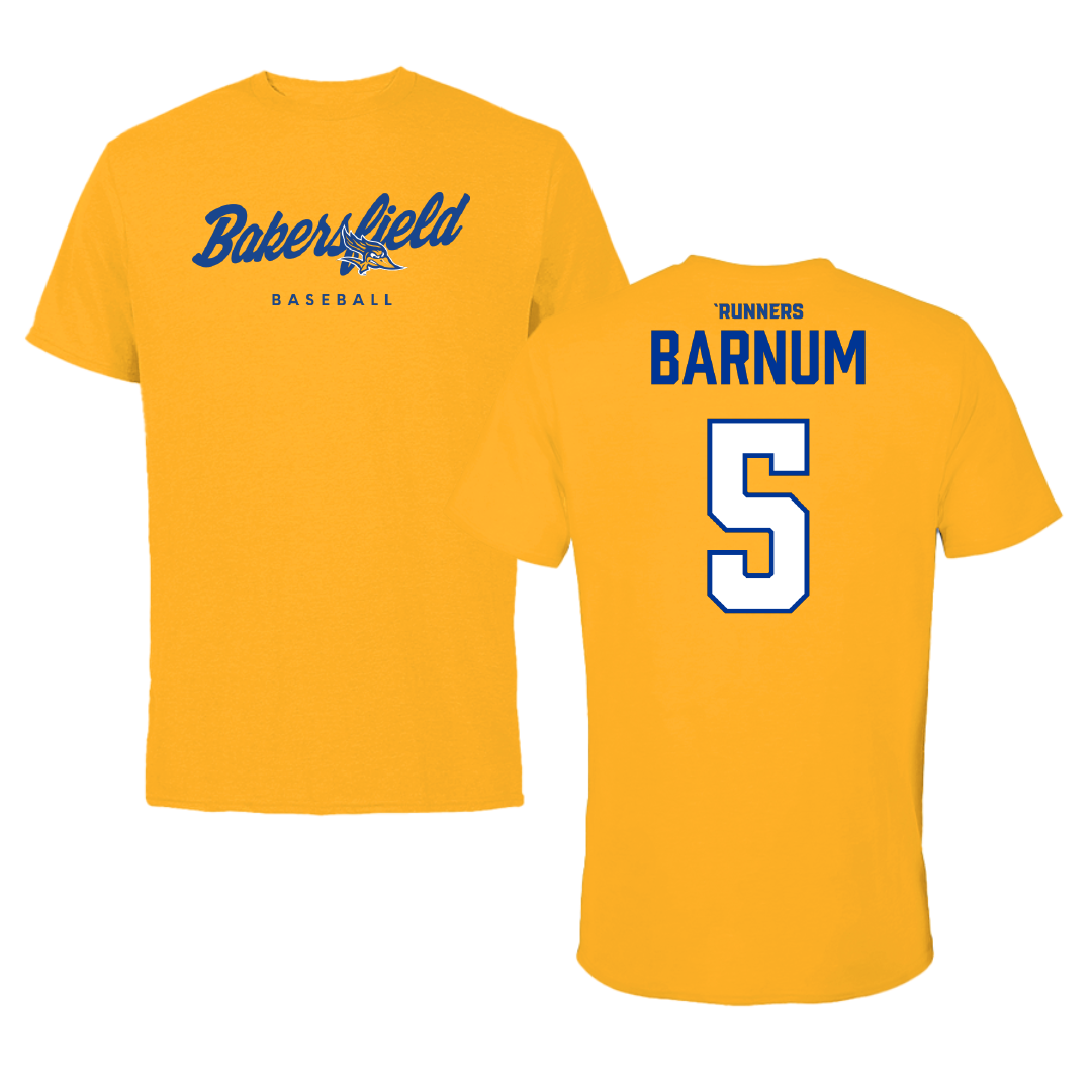 California State University-Bakersfield Baseball Gold Performance Tee - #5 Lewis Barnum