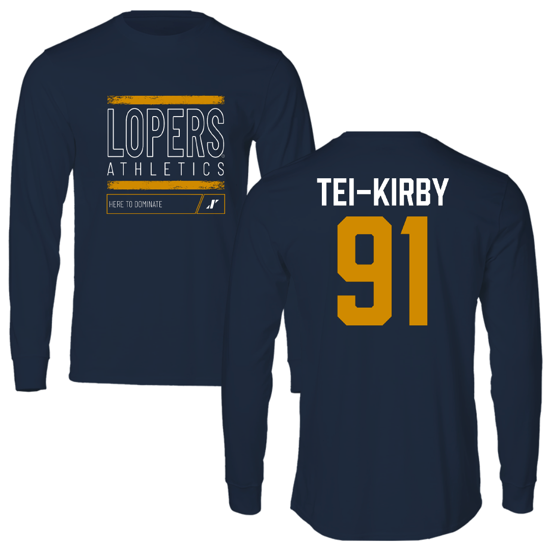 University of Nebraska at Kearney Football Navy Dominate Long Sleeve - #91 Wayne Tei-Kirby