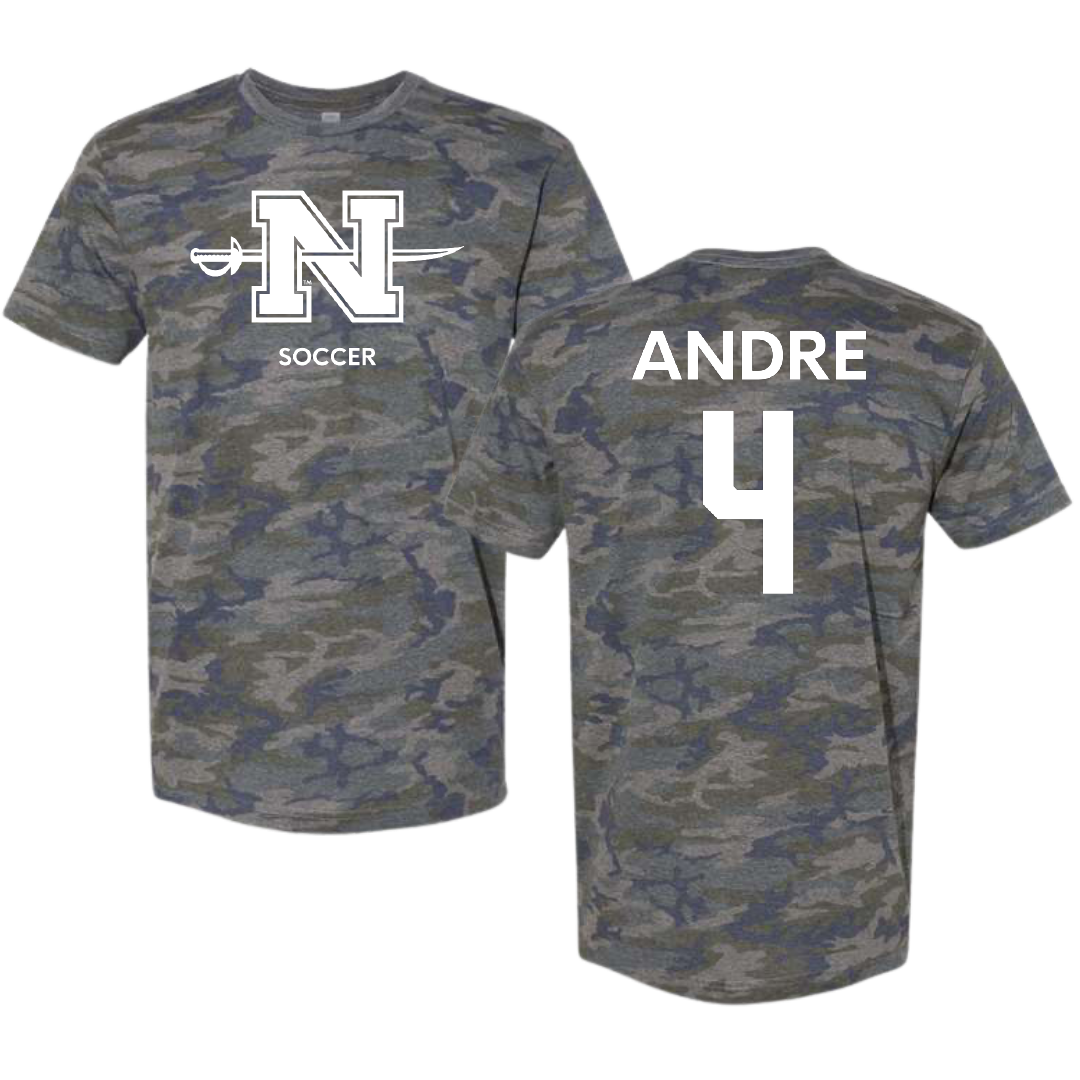 Nicholls State University Soccer (W) Vintage Camo Tee - #4 Lauren Andre