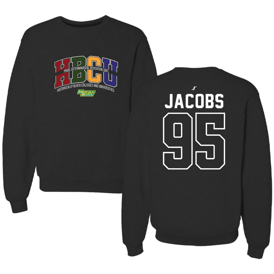 Norfolk State University Football Black HBCU Crewneck - #95 Levontae Jacobs
