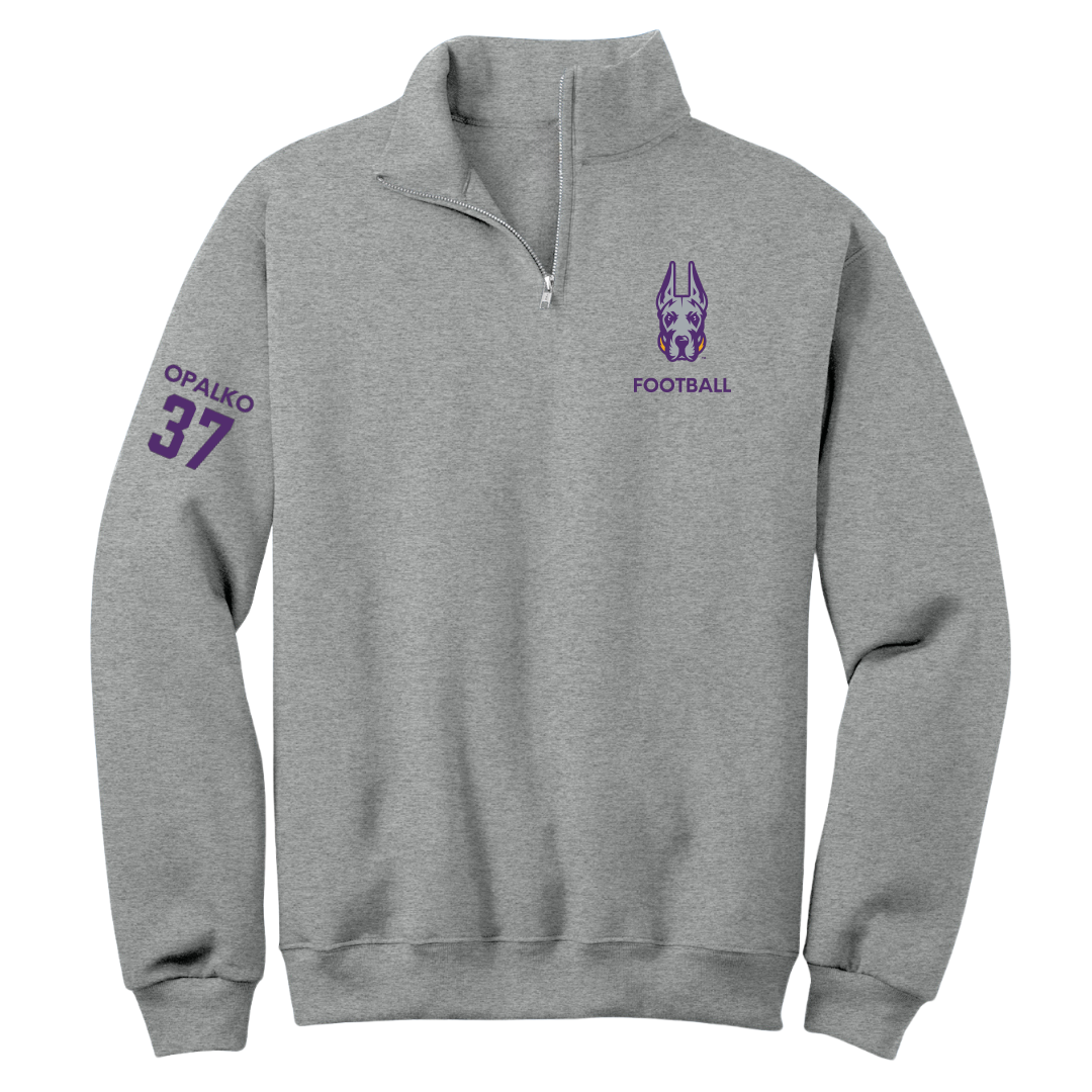 University at Albany Football Sport Gray Quarter-Zip - #37 John Opalko