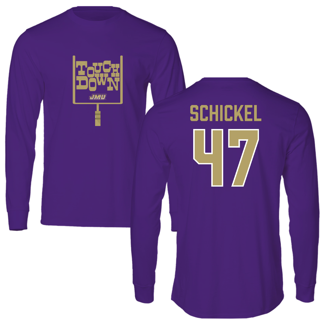 James Madison University Football Purple Touchdown Performance Long Sleeve - #47 Kaden Schickel