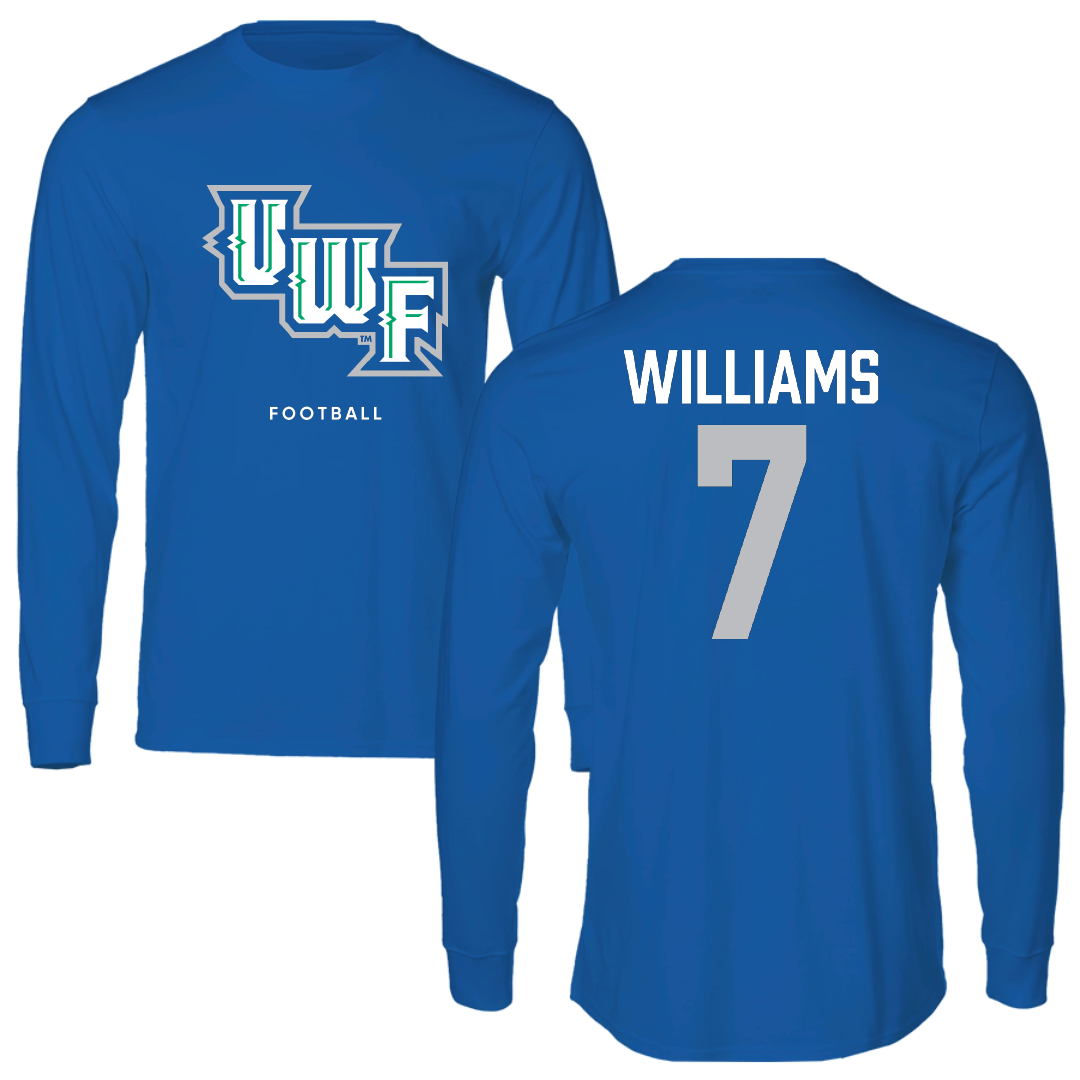University of West Florida Football Blue Performance Long Sleeve - #7 Justice Williams