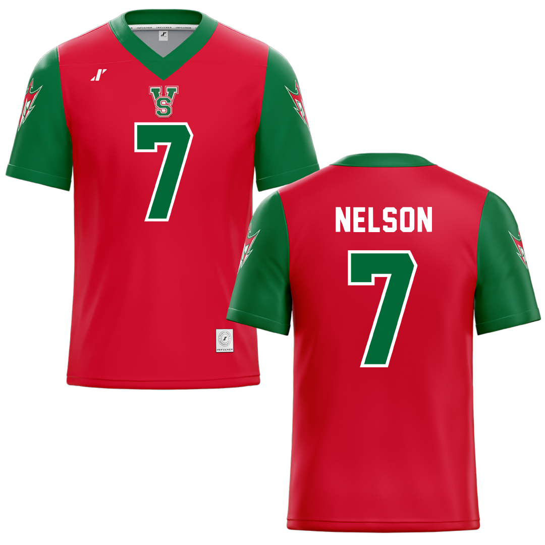 Mississippi Valley State University Red Football Jersey - #7 Camo Nelson