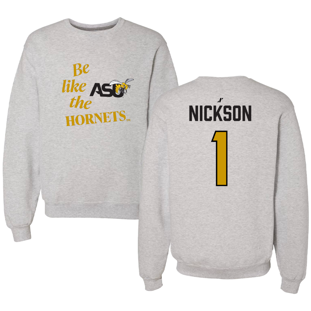 Alabama State University Football Light Gray Be Like Us Crewneck - #1 Willie Nickson