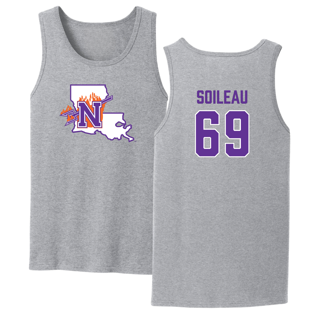 Northwestern State University Football Sport Gray Tank Top - #69 Nicholas Soileau