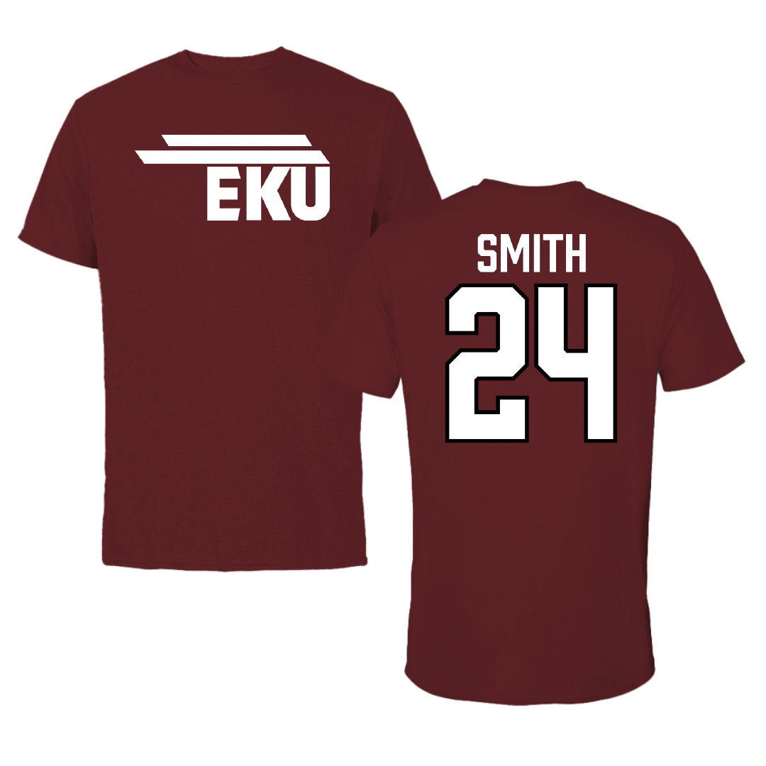 Eastern Kentucky University Football Maroon Football Performance Tee - #24 Kaden Smith