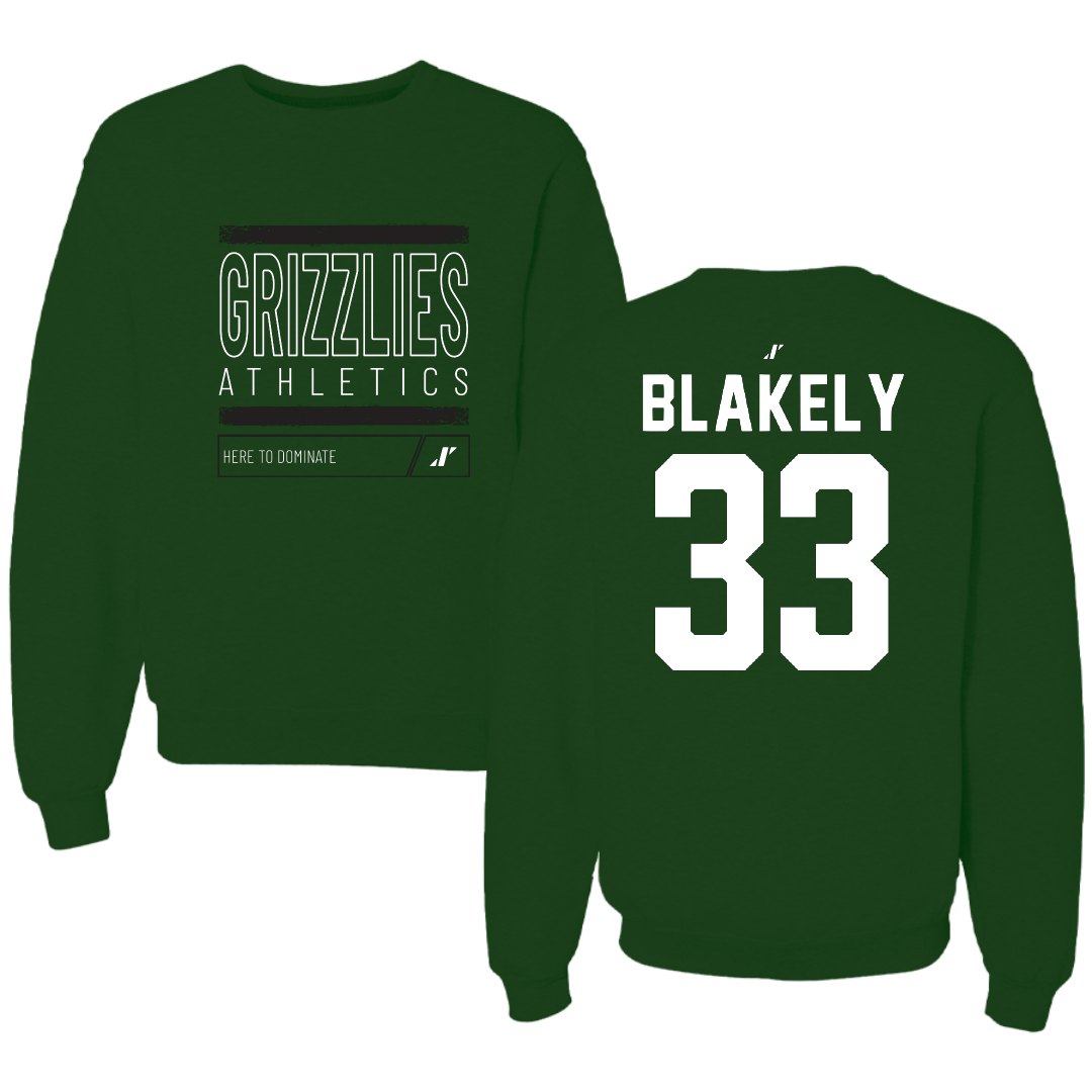 Adams State University Football Forest Green Dominate Crewneck - #33 Psyer Blakely