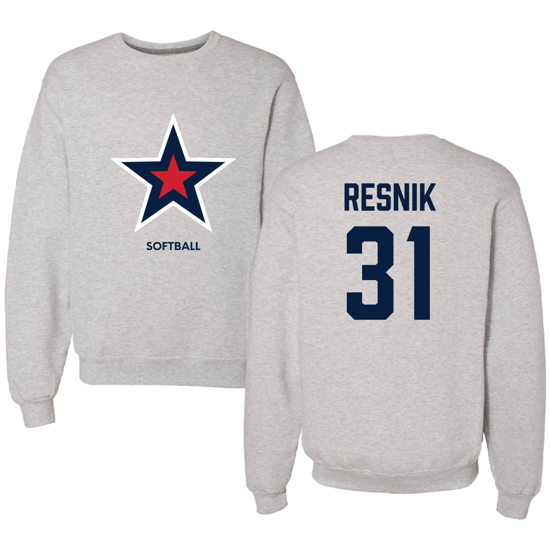 Robert Morris University Softball Light Gray Crewneck - #31 Anna Resnik