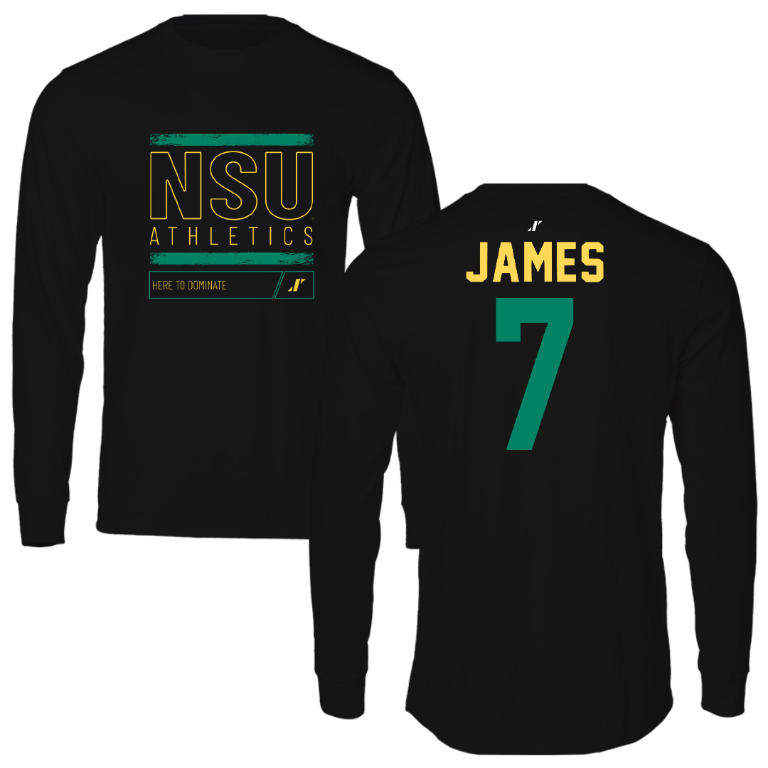 Norfolk State University Football Black Dominate Performance Long Sleeve - #7 Nolan James