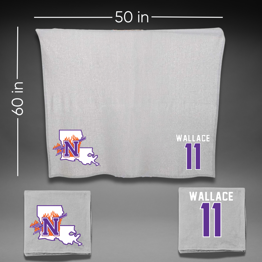 Northwestern State University Football Gray Blanket - #11 Dane Wallace