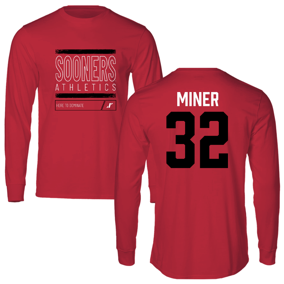 University of Oklahoma Baseball Crimson Dominate Long Sleeve - #32 Jace Miner